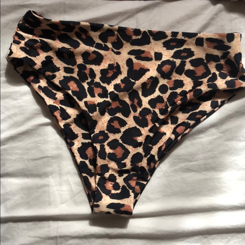 High waisted cheetah print bathing suit